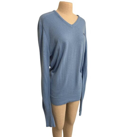 Vintage Izod Lacoste Blue V Neck Sweater Classic Knit Pullover - Picture 2 of 9